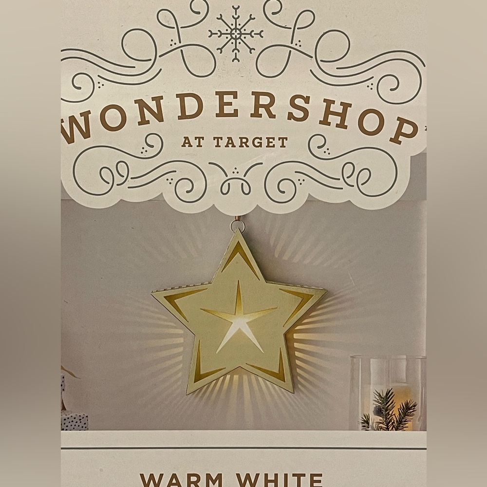 CHRISTMAS WONDERSHOP LIGHT UP WALL HANGING GOLD STAR MCM MID CENTURY RETRO VIBES - Picture 5 of 7